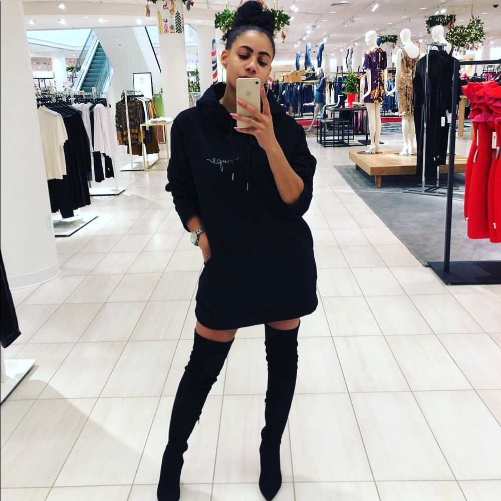 Over sized embroidered NOPE Hoodie dress